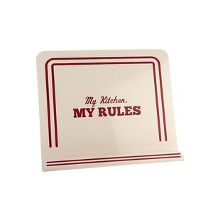 "My Kitchen My Rules" Retro Cake Boss Countertop Metal Cookbook Stand Cream Red